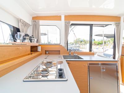 Galley of Luna, a Excess 11 catamaran at Gouvia, Greece