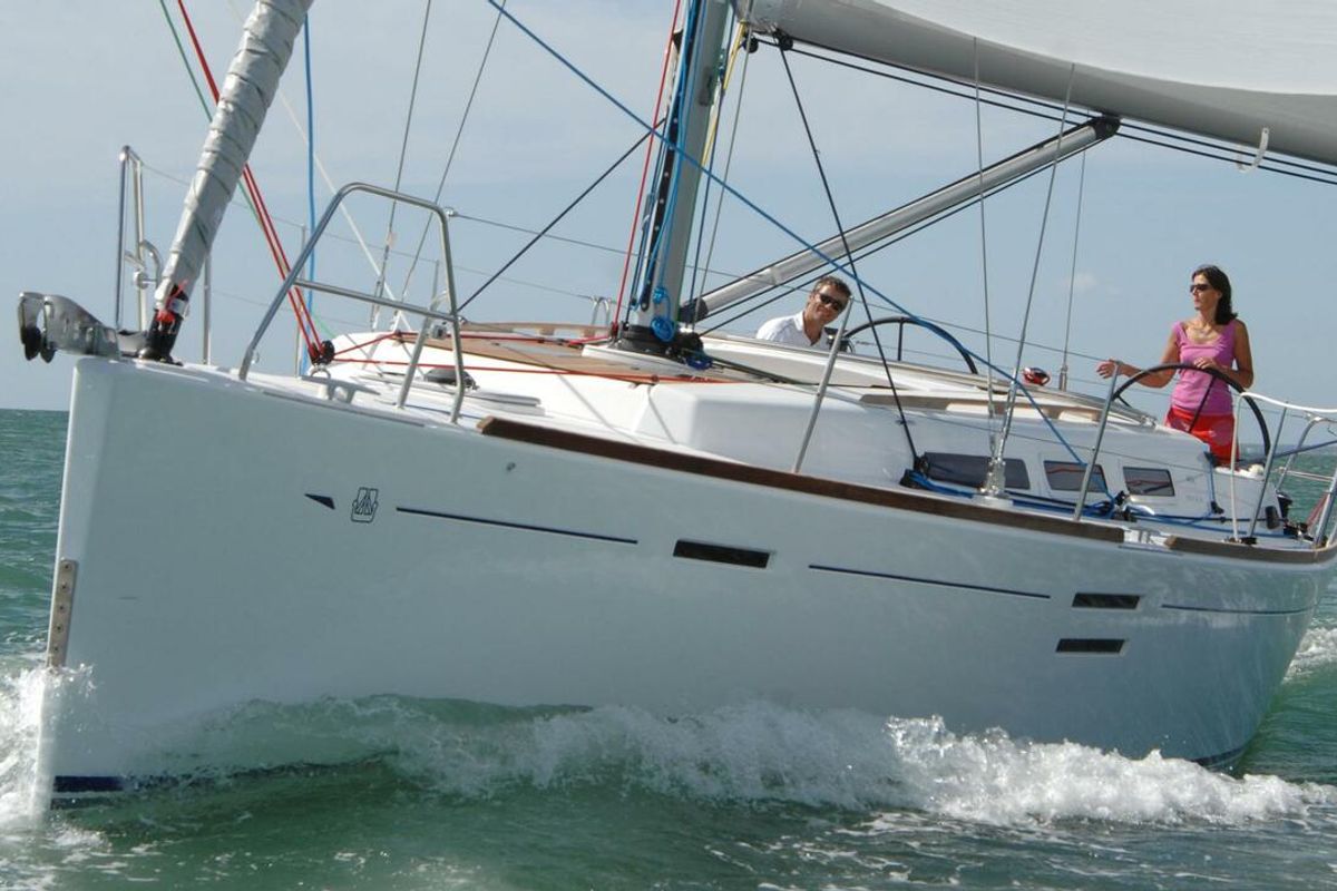 Exterior view of Passion, a Dufour 40E sailboat at Flensburg, Germany