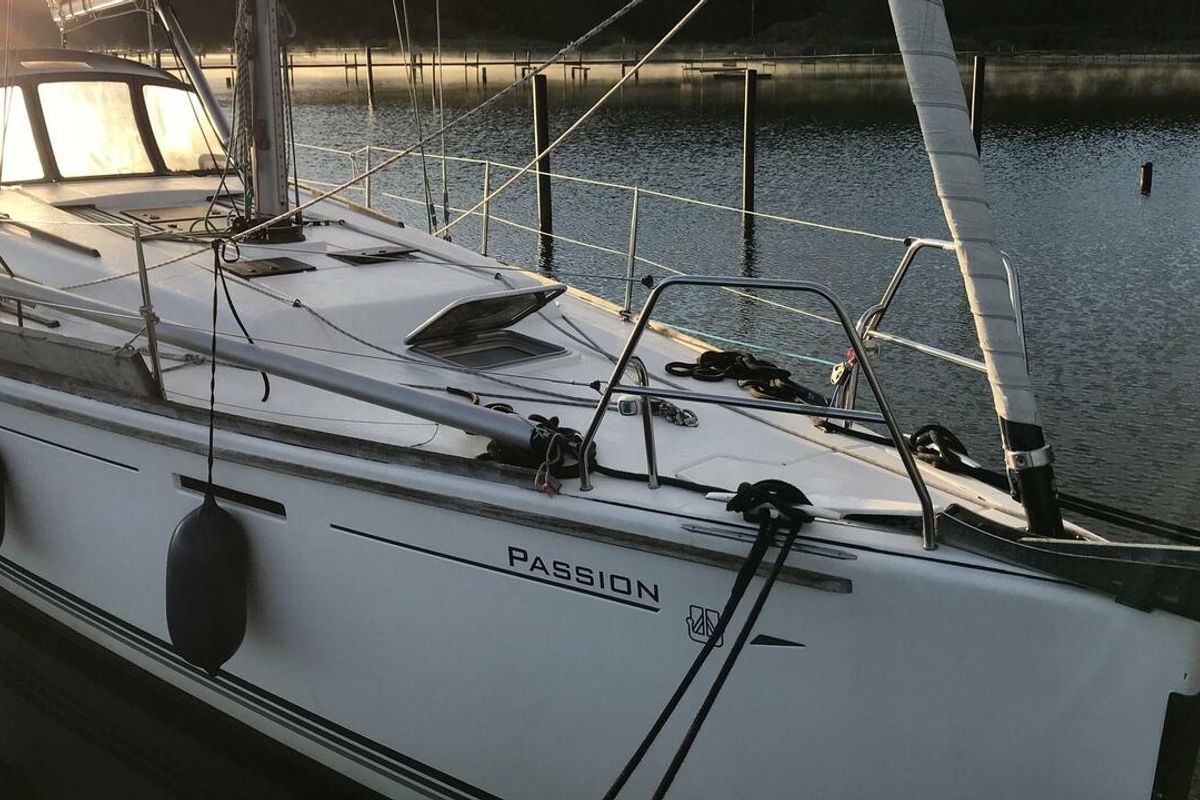 Exterior view of Passion, a Dufour 40E sailboat at Flensburg, Germany