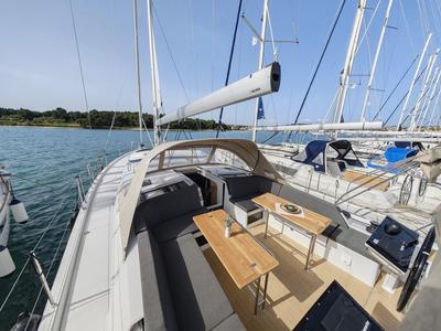 Deck of Vingilot - OW, a Hanse Yachts Hanse 460 sailboat at Općina Medulin, Croatia