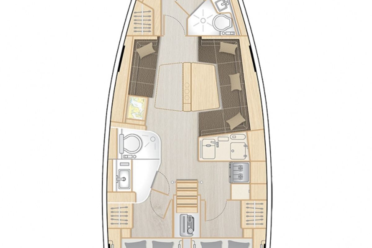 Floor plan of Maja, a Hanse Yachts Hanse 418 sailboat at Punat, Croatia