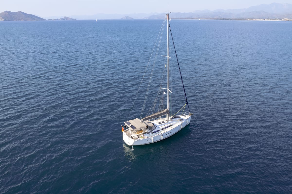 Exterior view of Daphne-S, a Dufour 405 GL sailboat at Fethiye, Turkey