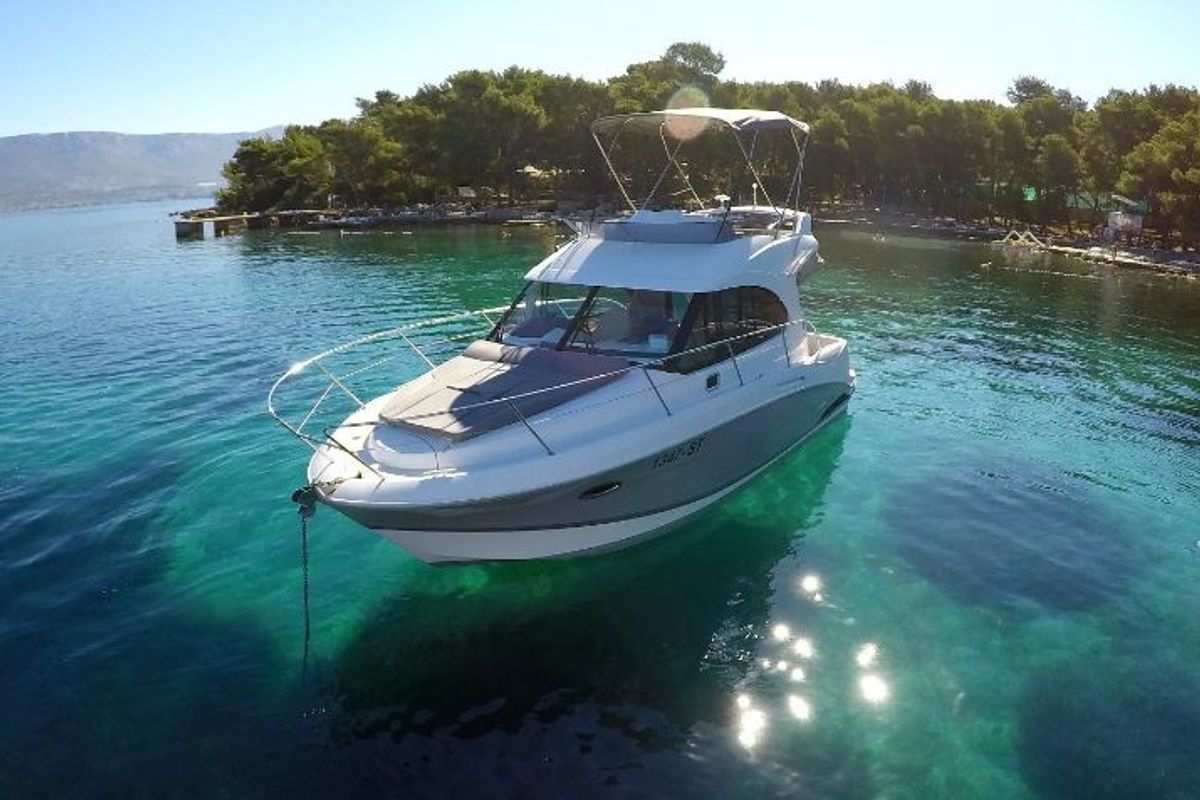 Exterior view of Lumar, a Beneteau Antares 30 motorboat at Split, Croatia