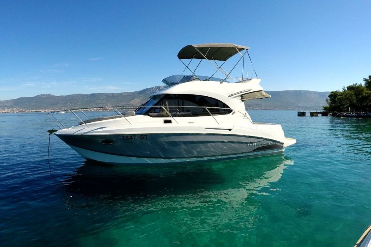 Exterior view of Lumar, a Beneteau Antares 30 motorboat at Split, Croatia