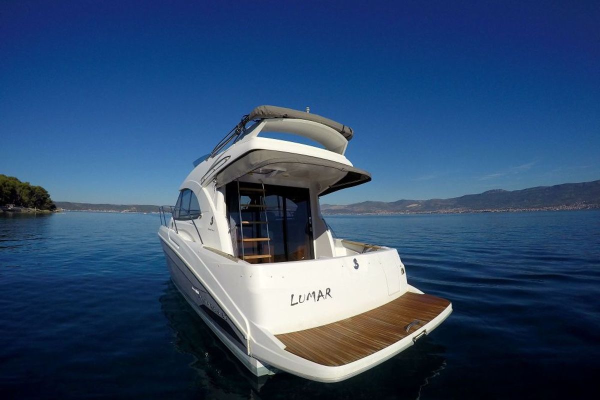 Exterior view of Lumar, a Beneteau Antares 30 motorboat at Split, Croatia