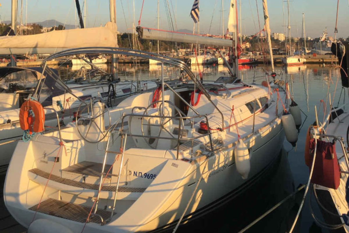 Exterior view of Sofia, a Jeanneau Sun Odyssey 39i sailboat at Preveza, Greece