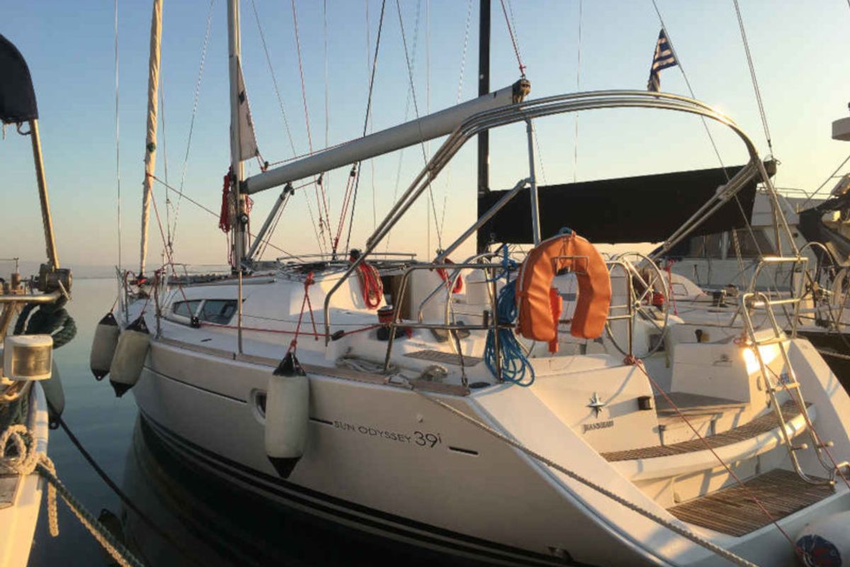 Exterior view of Sofia, a Jeanneau Sun Odyssey 39i sailboat at Preveza, Greece