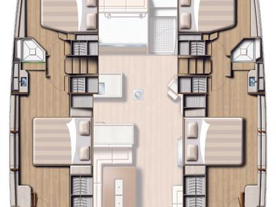Floor plan of Poseidon, a Bali 5.4 catamaran at Plan-d'Aups-Sainte-Baume, France