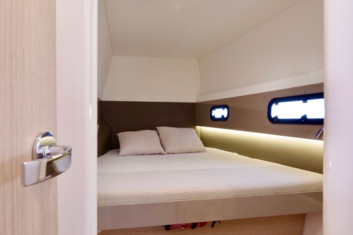Cabin on Dafne, a Bali 4.1 catamaran at Cannigione, Italy