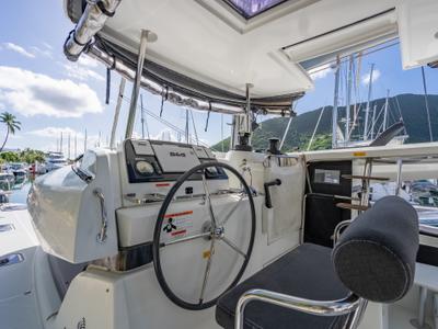 Cockpit of Arctic Fantasy II, a Lagoon 42 catamaran at Road Town, British Virgin Islands