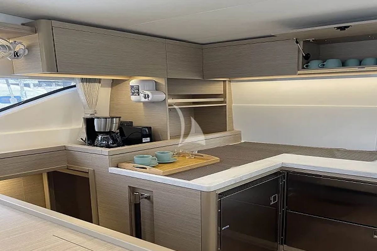 Galley of Aegeus, a Lagoon 51 catamaran at Athens, Greece