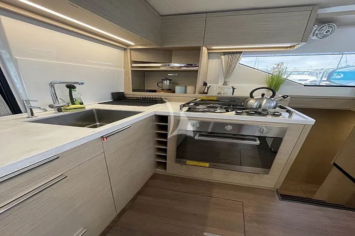 Galley of Aegeus, a Lagoon 51 catamaran at Athens, Greece