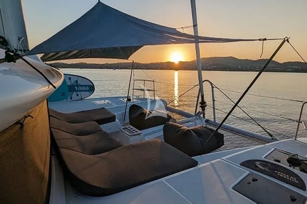 Deck of Aegeus, a Lagoon 51 catamaran at Athens, Greece