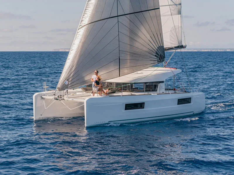 Exterior view of Tom Cat, a Lagoon 40 catamaran at Grad Šibenik, Croatia