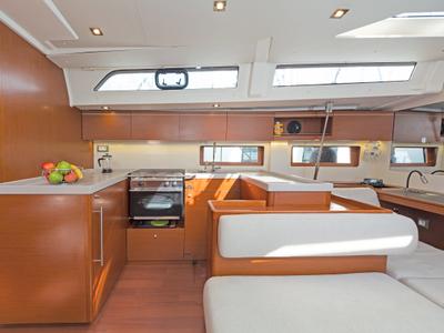 Galley of Calypso, a Beneteau Oceanis 51.1 sailboat at Municipal Unit of Lefkada, Greece