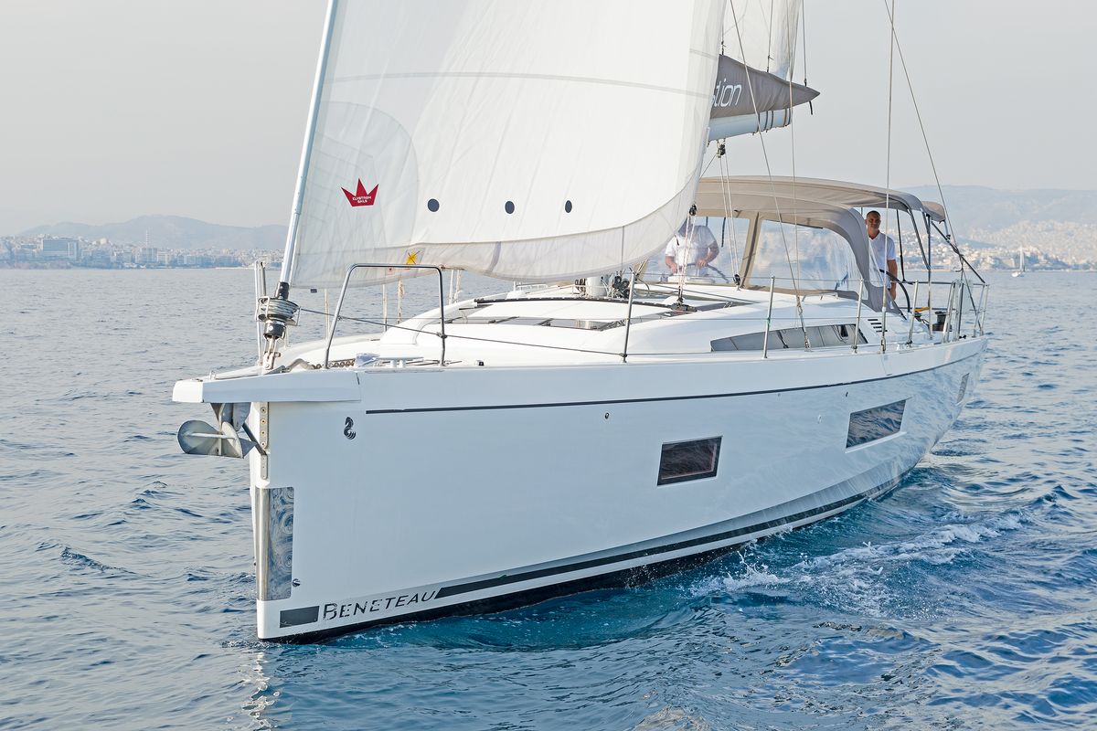 Exterior view of Calypso, a Beneteau Oceanis 51.1 sailboat at Municipal Unit of Lefkada, Greece