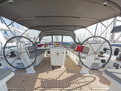 Cockpit of Calypso, a Beneteau Oceanis 51.1 sailboat at Municipal Unit of Lefkada, Greece