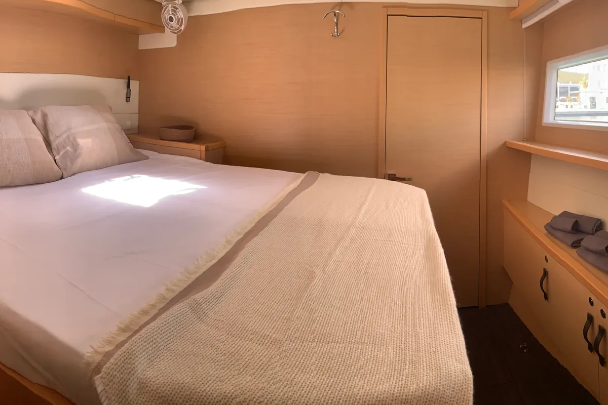 Cabin on GOA 10, a Lagoon 52 catamaran at Santa Eulària des Riu, Spain