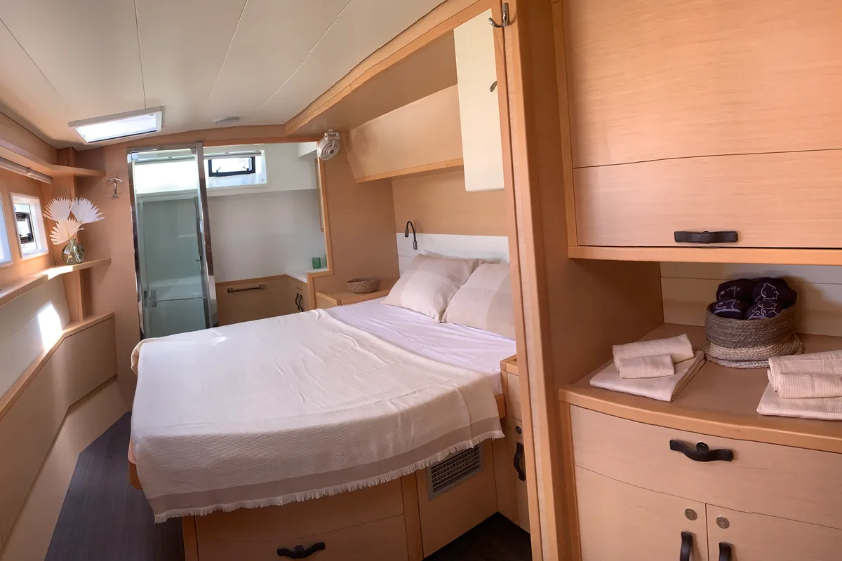 Cabin on GOA 10, a Lagoon 52 catamaran at Santa Eulària des Riu, Spain