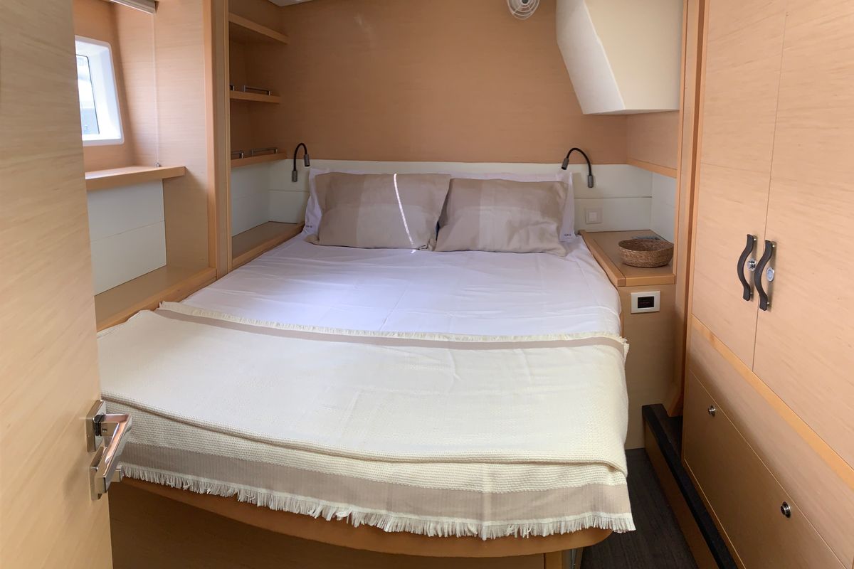 Cabin on GOA 10, a Lagoon 52 catamaran at Santa Eulària des Riu, Spain