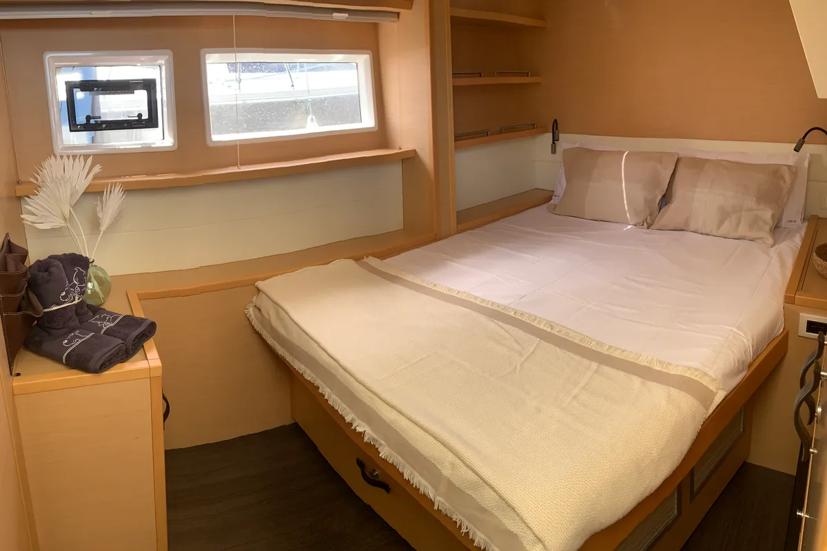 Cabin on GOA 10, a Lagoon 52 catamaran at Santa Eulària des Riu, Spain
