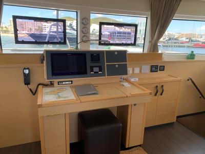 Cockpit of GOA 10, a Lagoon 52 catamaran at Santa Eulària des Riu, Spain