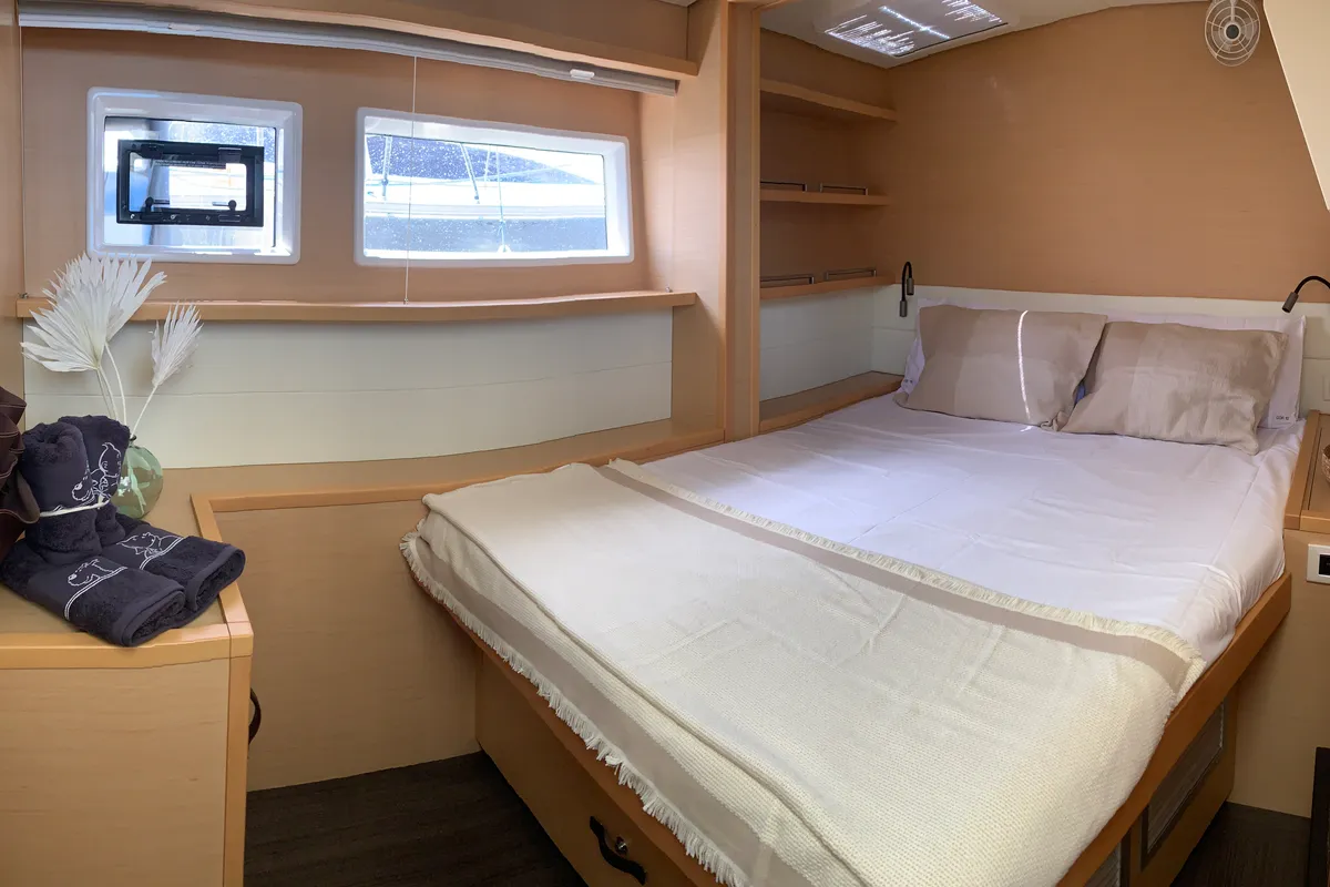 Cabin on GOA 10, a Lagoon 52 catamaran at Santa Eulària des Riu, Spain