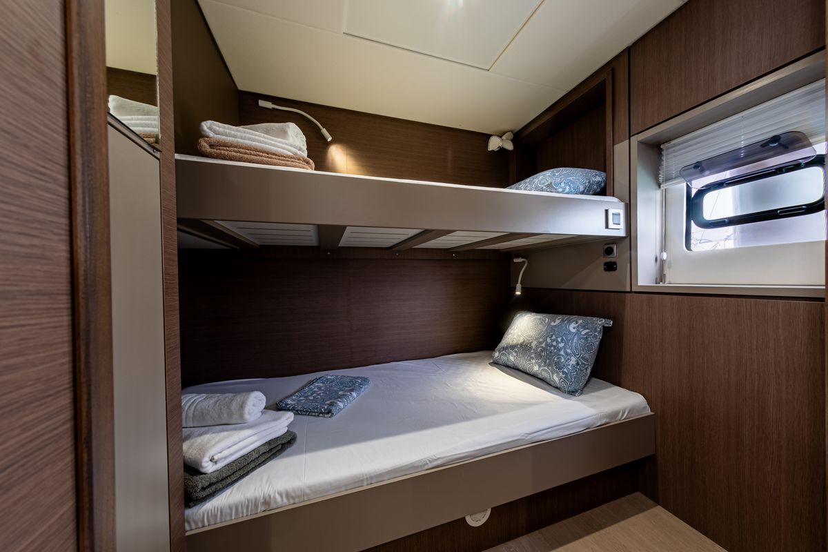 Cabin on Calypso, a Bali 4.8 catamaran at Municipal Unit of Lefkada, Greece