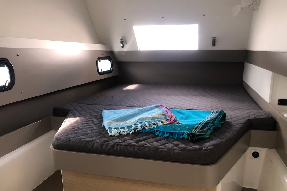 Cabin on Hogwarts, a Bali 4.3 catamaran at Olbia, Italy