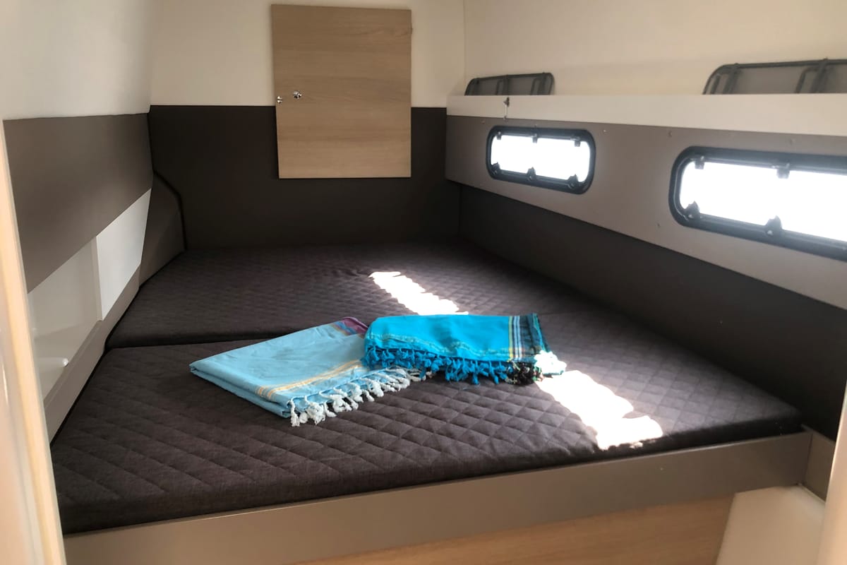 Hogwarts, a Bali 4.3 catamaran at Olbia, Italy
