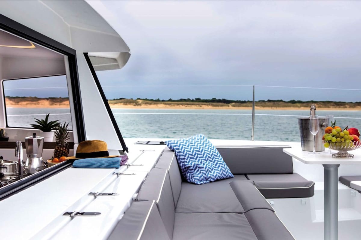 Hogwarts, a Bali 4.3 catamaran at Olbia, Italy