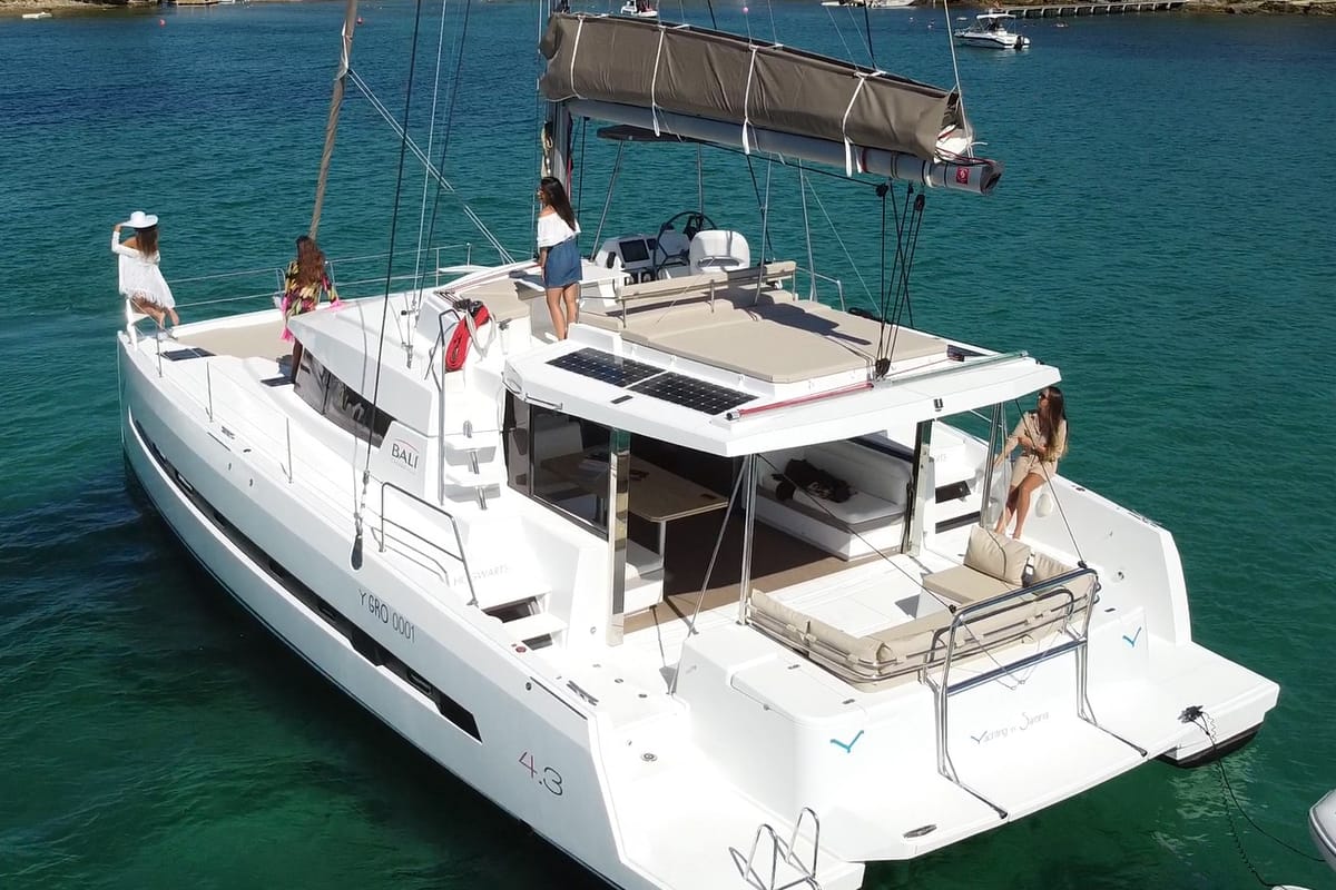 Hogwarts, a Bali 4.3 catamaran at Olbia, Italy