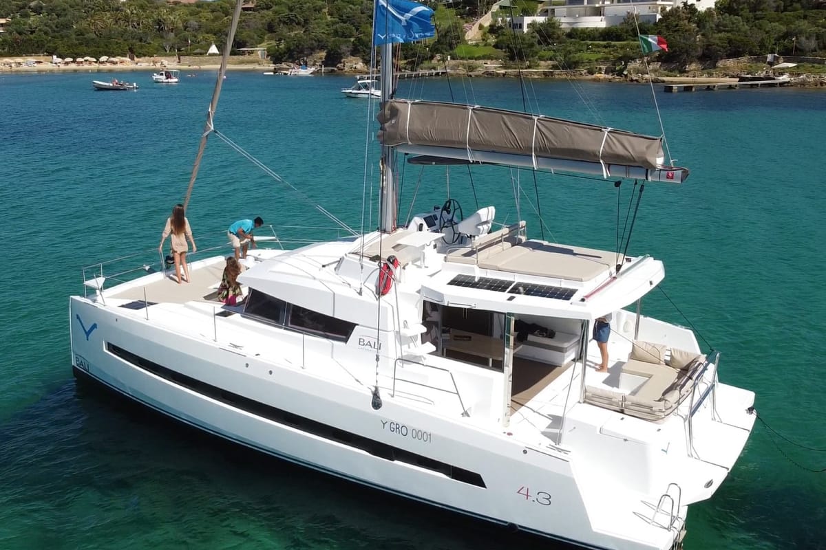 Hogwarts, a Bali 4.3 catamaran at Olbia, Italy