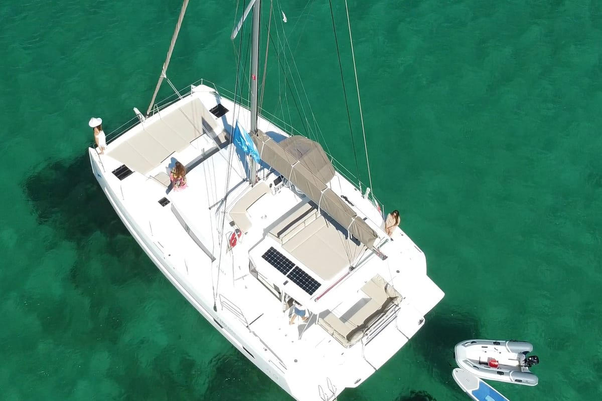 Hogwarts, a Bali 4.3 catamaran at Olbia, Italy