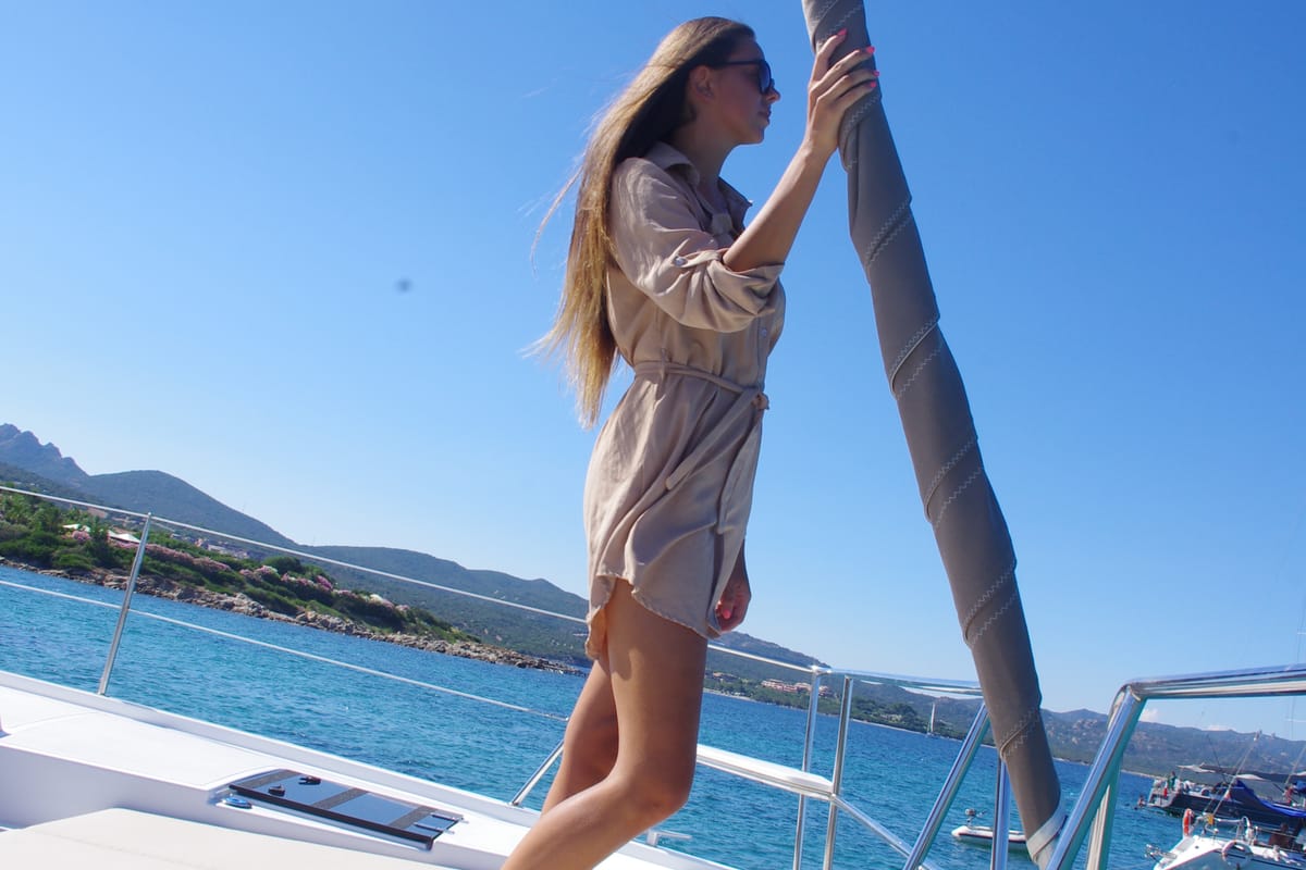 Hogwarts, a Bali 4.3 catamaran at Olbia, Italy