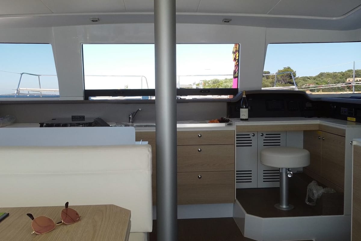 Hogwarts, a Bali 4.3 catamaran at Olbia, Italy