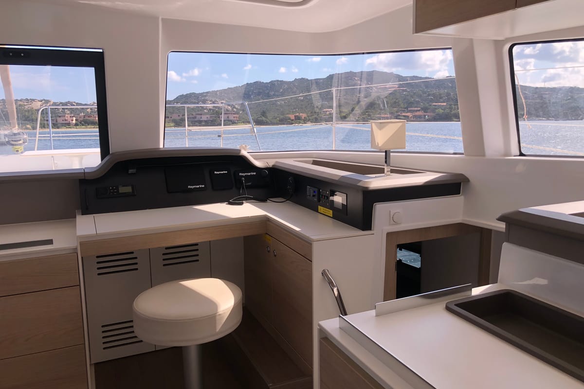 Hogwarts, a Bali 4.3 catamaran at Olbia, Italy