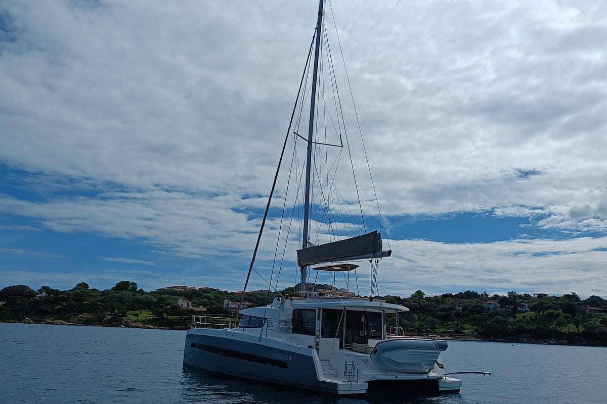 Hogwarts, a Bali 4.3 catamaran at Olbia, Italy