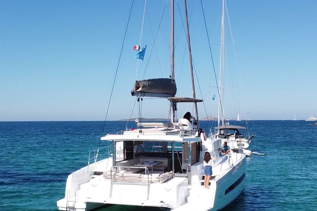 Hogwarts, a Bali 4.3 catamaran at Olbia, Italy