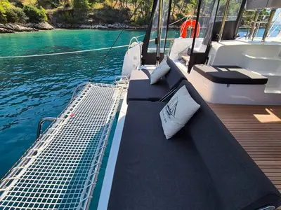 Deck of Stela, a Lagoon 43 catamaran at Seget Donji, Croatia
