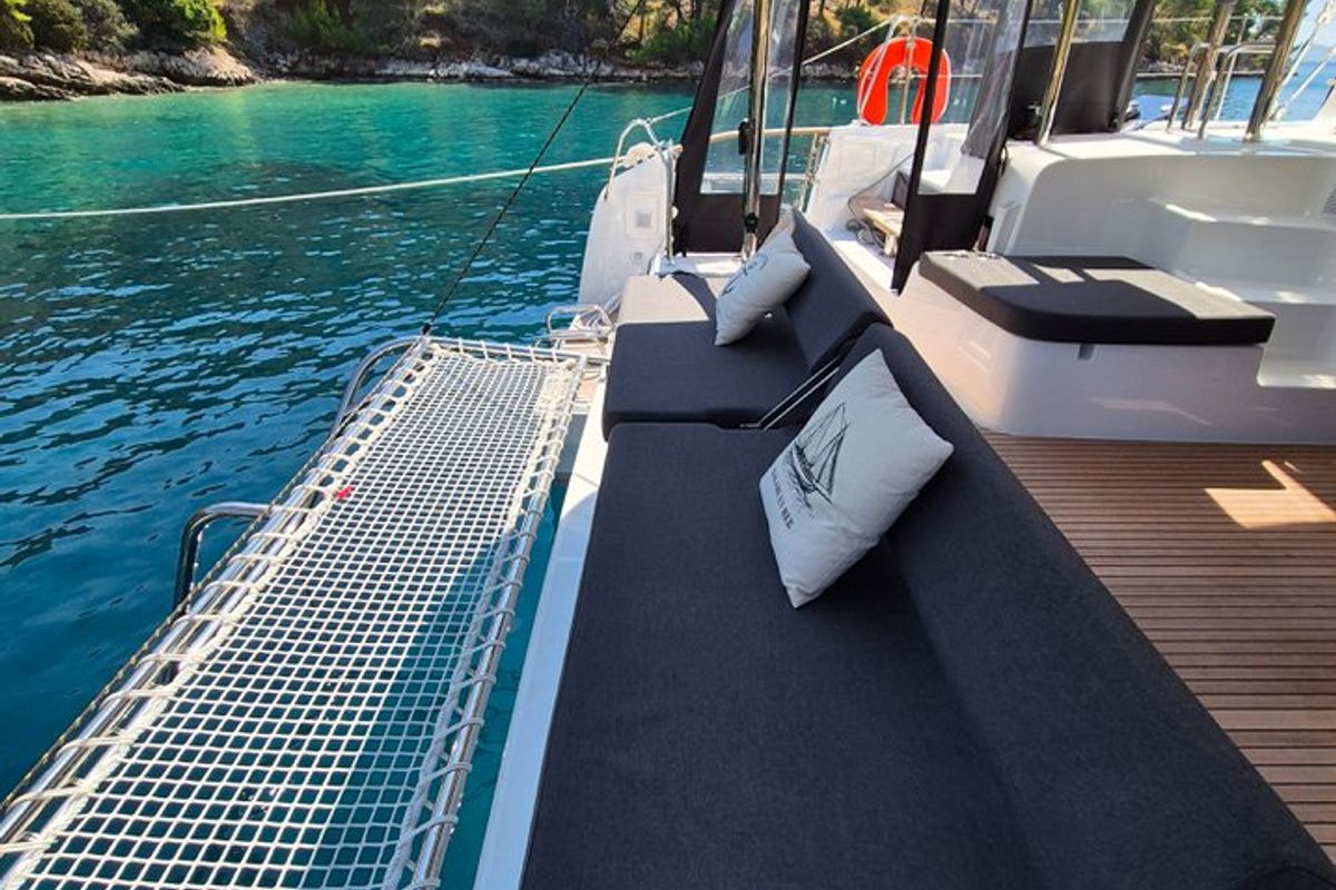 Deck of Stela, a Lagoon 43 catamaran at Seget Donji, Croatia