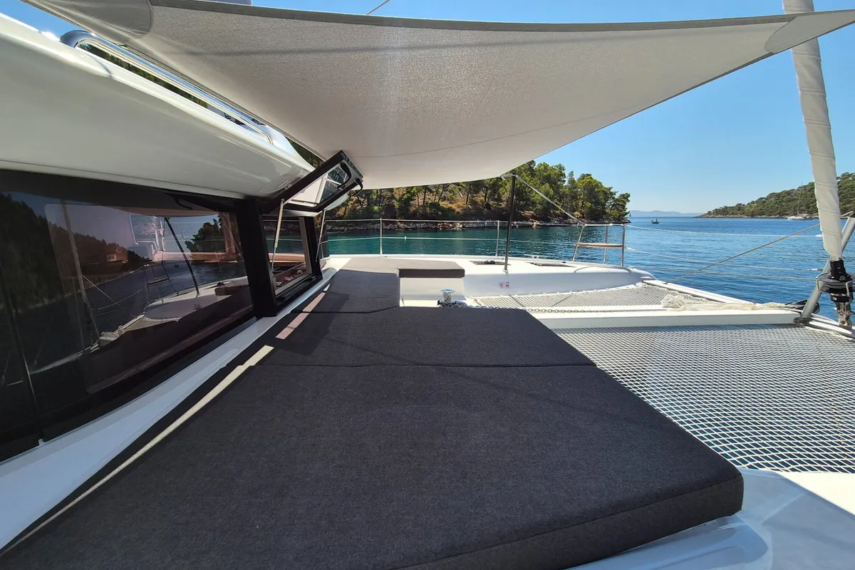 Deck of Stela, a Lagoon 43 catamaran at Seget Donji, Croatia