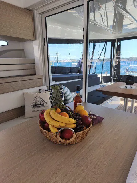Salon of Stela, a Lagoon 43 catamaran at Seget Donji, Croatia