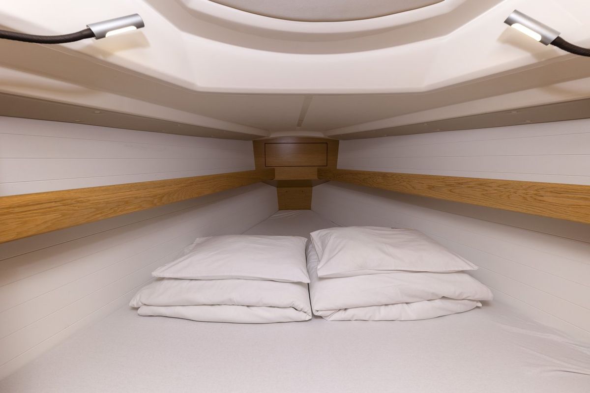 Cabin on Lena, a Bavaria Cruiser 34 Style sailboat at Zadar, Croatia