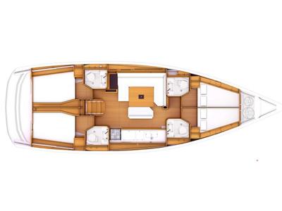 Floor plan of AF-OC40.1, a Jeanneau Sun Odyssey 479 sailboat at Municipal Unit of Lefkada, Greece