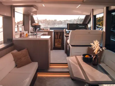 Cockpit of FGStar Mini, a Galeon 440 Fly (Diesel) yacht at Seget Donji, Croatia