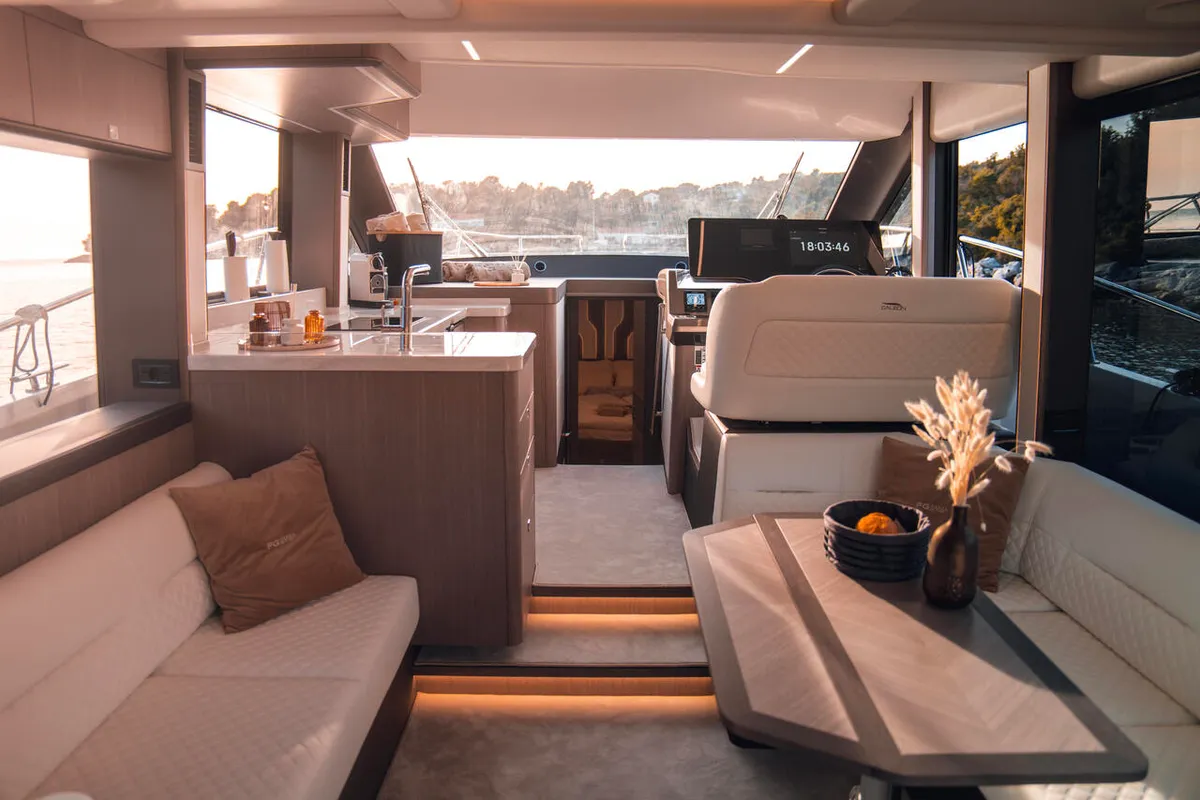 Cockpit of FGStar Mini, a Galeon 440 Fly (Diesel) yacht at Seget Donji, Croatia