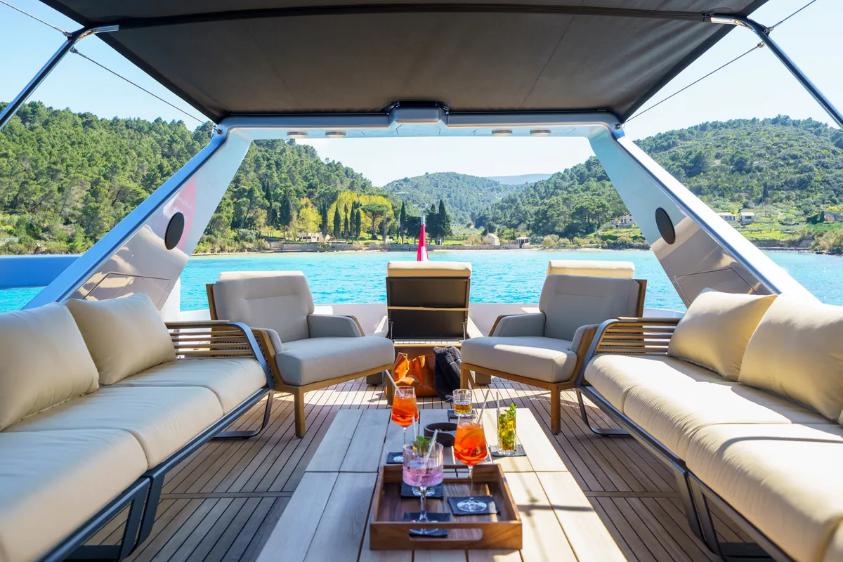 Deck of Phantom, a Gulet Motoryacht yacht at Split, Croatia