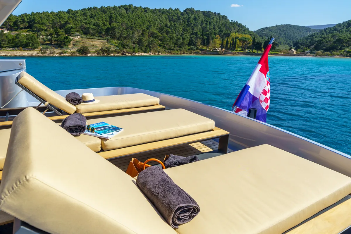 Deck of Phantom, a Gulet Motoryacht yacht at Split, Croatia