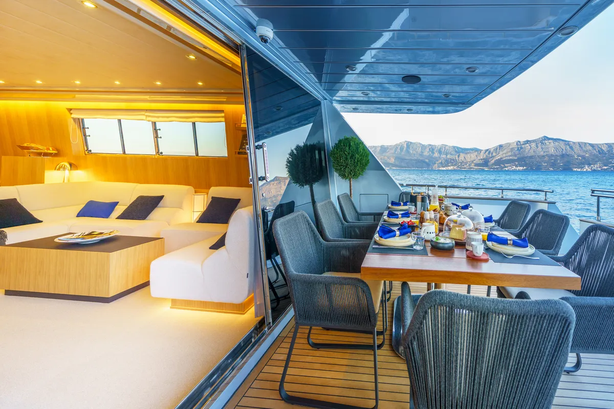 Deck of Phantom, a Gulet Motoryacht yacht at Split, Croatia